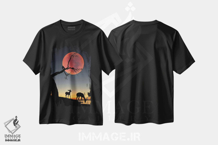 تیشرت طرح دار ماه خونین، مدیوم اثر عبدالله ایویندار | فروشگاه ایماژ