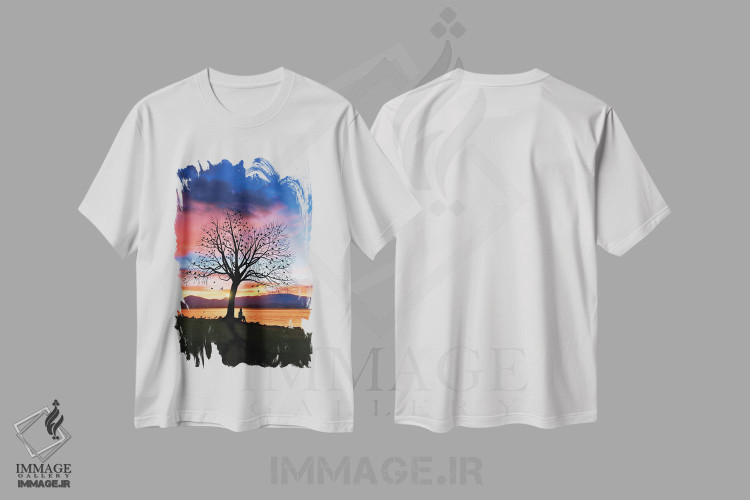 تیشرت طرح دار پرندگان و درخت، مدیوم اثر عبدالله ایویندار | immage.ir