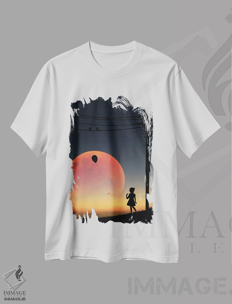 تیشرت طرح دار پرندگان روی سیم، مدیوم اثر عبدالله ایویندار | immage.ir