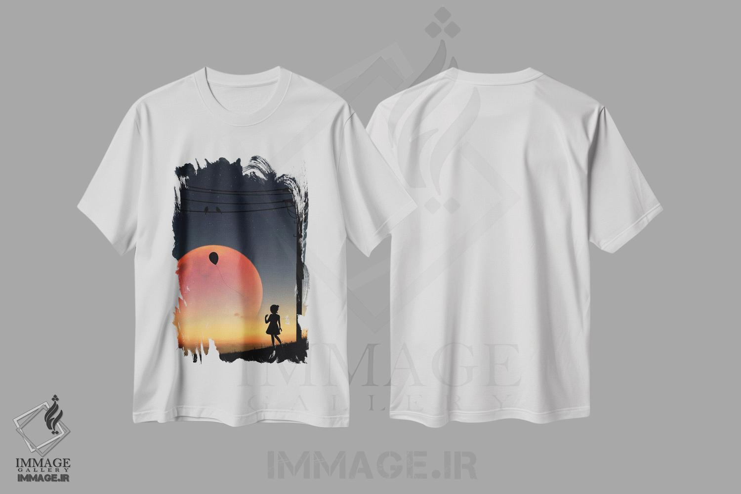 تیشرت طرح دار پرندگان روی سیم، مدیوم اثر عبدالله ایویندار | immage.ir