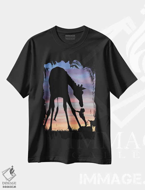 تیشرت طرح دار زرافه، عکاسی ترکیبی اثر عبدالله ایویندار | فروشگاه ایماژ