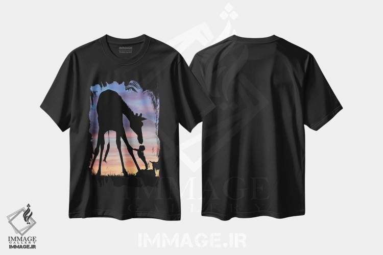 تیشرت طرح دار زرافه، عکاسی ترکیبی اثر عبدالله ایویندار | فروشگاه ایماژ