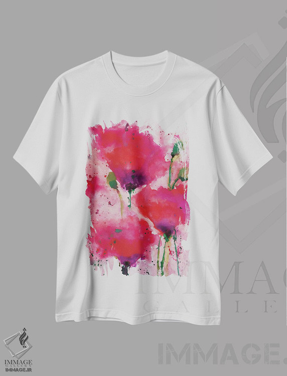 تیشرت طرح دار لاله های قرمز ۳، آبستره اثر آنجِل استوز | immage.ir