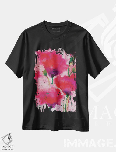 تیشرت طرح دار لاله های قرمز ۳، آبستره اثر آنجِل استوز | فروشگاه ایماژ