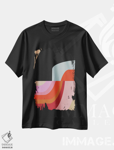 تیشرت طرح دار گرگ ومیش و رنگین کمان اثر آنجِل استوز | فروشگاه ایماژ