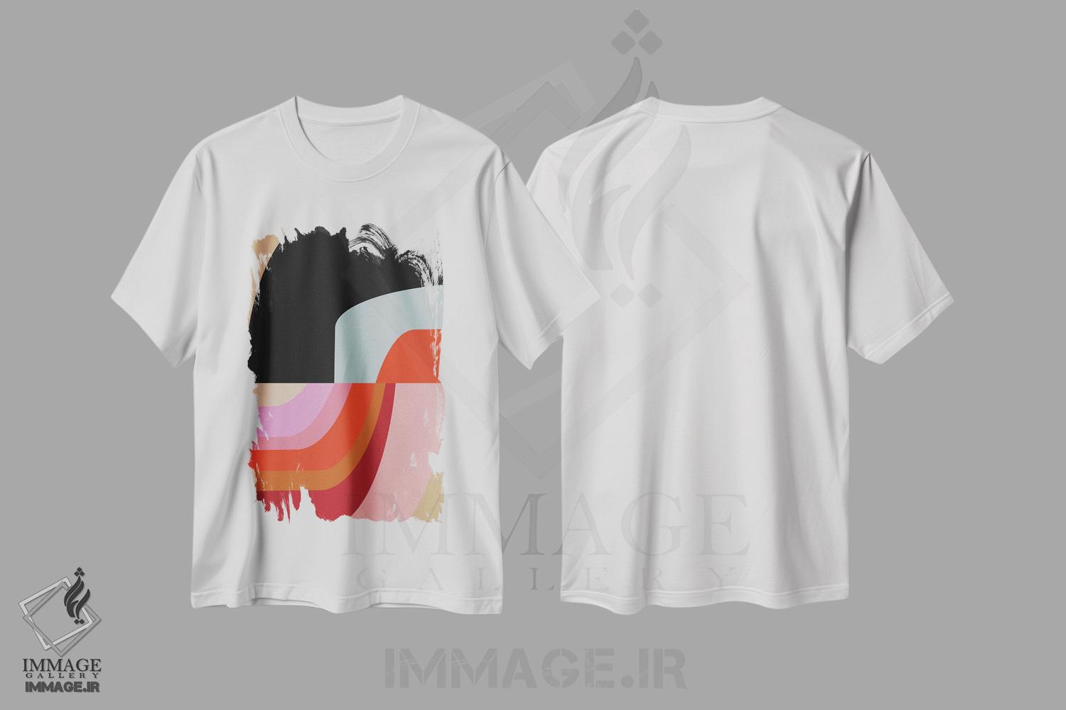 تیشرت طرح دار گرگ ومیش و رنگین کمان اثر آنجِل استوز | immage.ir