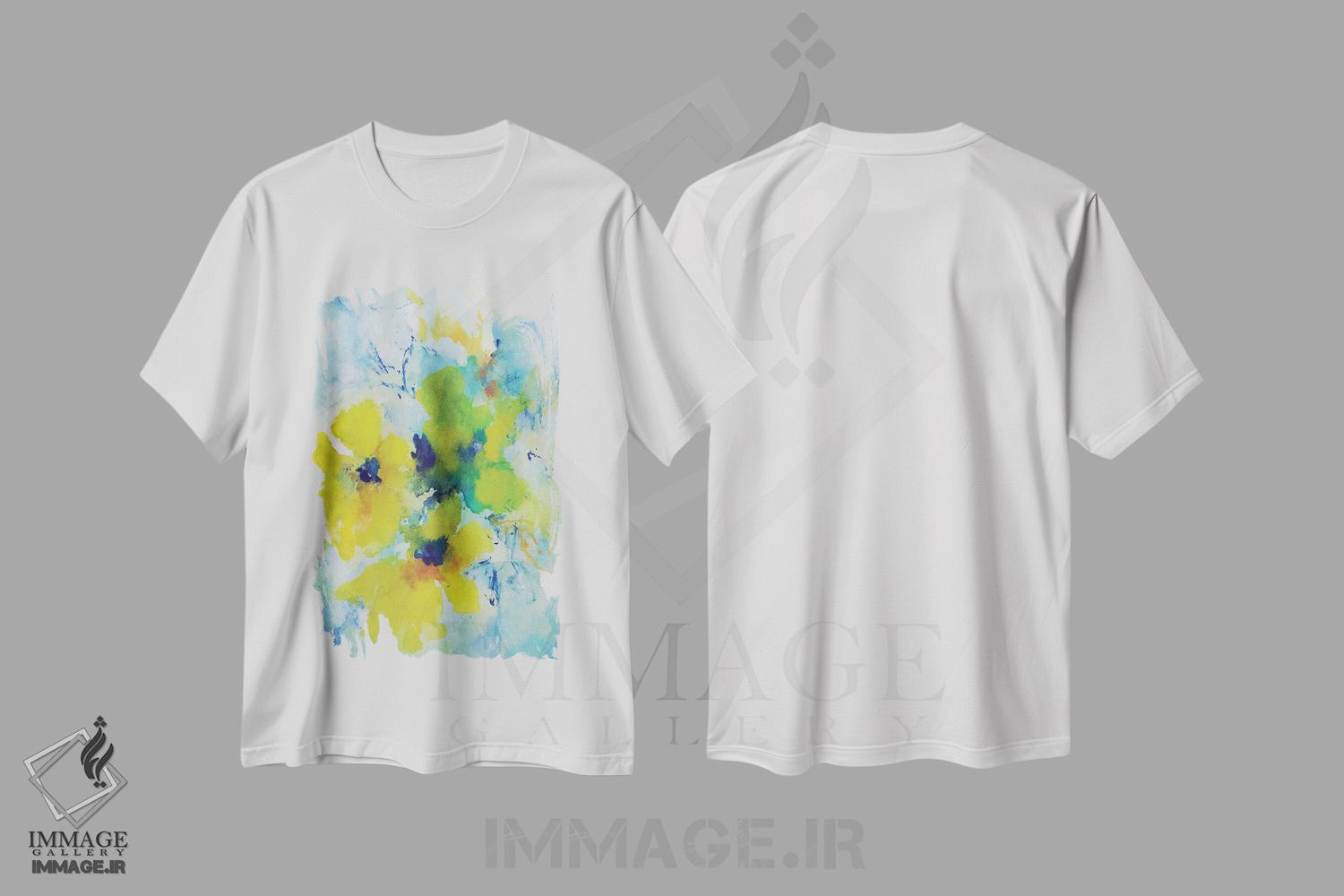 تیشرت طرح دار گل زرد، آبستره اثر آنجِل استوز | immage.ir