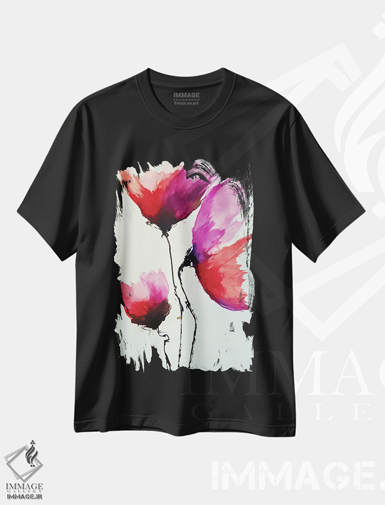 تیشرت طرح دار صدای گل ها، آبستره اثر آنجِل استوز | فروشگاه ایماژ