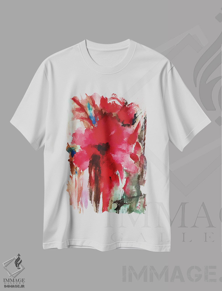 تیشرت طرح دار گل های قرمز ۷، آبستره اثر آنجِل استوز | immage.ir