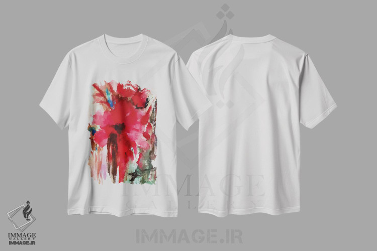 تیشرت طرح دار گل های قرمز ۷، آبستره اثر آنجِل استوز | immage.ir