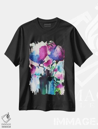 تیشرت طرح دار گلدان با گل ها ۵، آبستره اثر آنجِل استوز | فروشگاه ایماژ