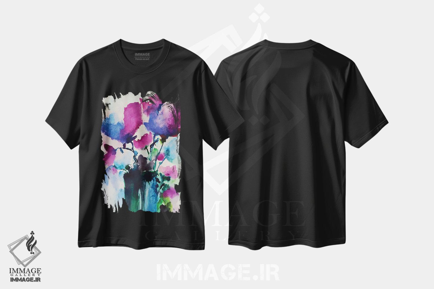 تیشرت طرح دار گلدان با گل ها ۵، آبستره اثر آنجِل استوز | فروشگاه ایماژ