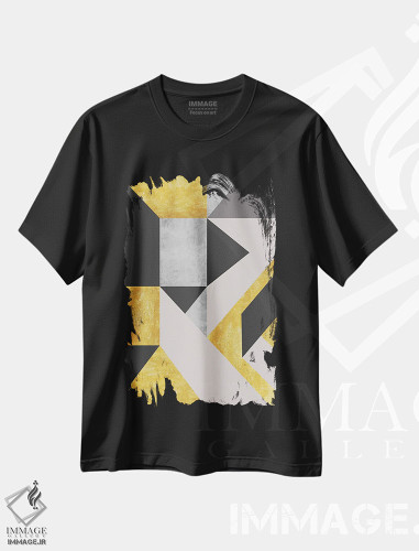 تیشرت طرح دار ساختار طلایی، مشکی و خاکستری اثر آنجِل استوز | فروشگاه ایماژ
