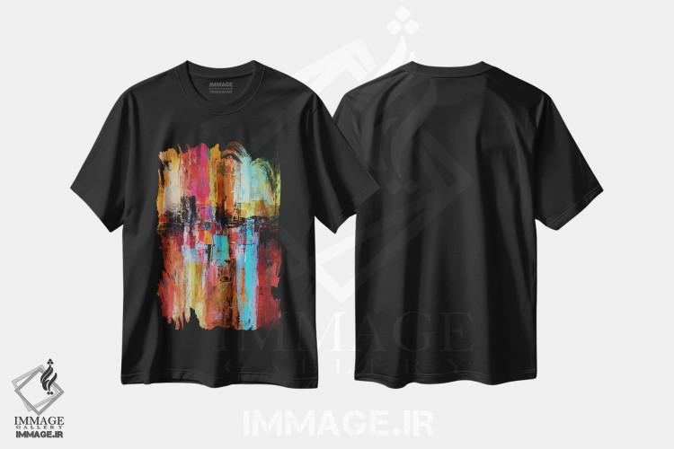 تیشرت طرح دار منظره شهری V، آبستره اثر آنجِل استوز | فروشگاه ایماژ