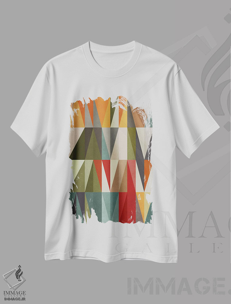 تیشرت طرح دار هندسی با مثلث ها XXIV، آبستره اثر آنجِل استوز | immage.ir