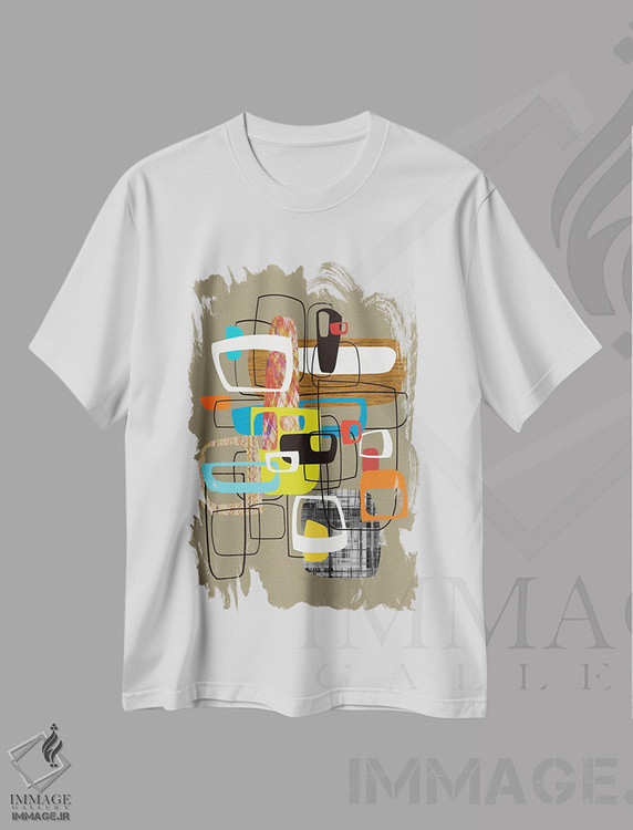 تیشرت طرح دار خطوط با اشکال توخالی اثر آنجِل استوز | immage.ir