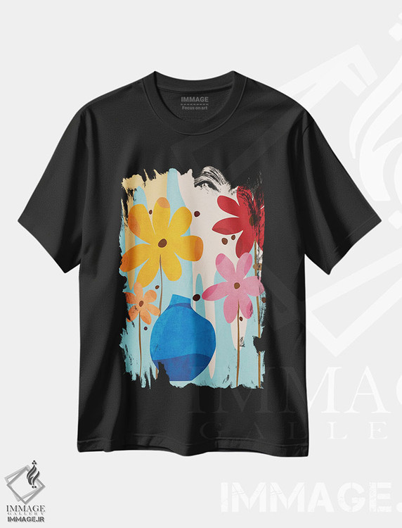 تیشرت طرح دار گل های کوچک رنگارنگ، تزئینی اثر آنجِل استوز | فروشگاه ایماژ