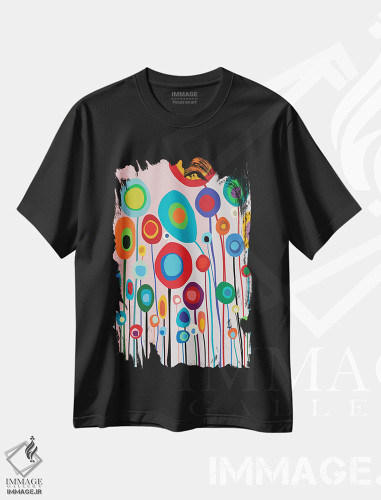 تیشرت طرح دار باغ شاد II، آبستره اثر آنجِل استوز | فروشگاه ایماژ