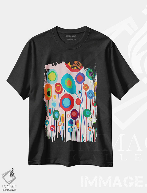 تیشرت طرح دار باغ شاد II، آبستره اثر آنجِل استوز | فروشگاه ایماژ