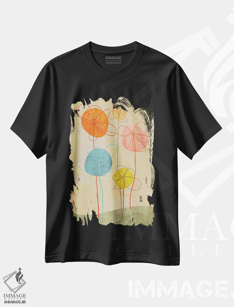 تیشرت طرح دار باغ شاد III، آبستره اثر آنجِل استوز | فروشگاه ایماژ