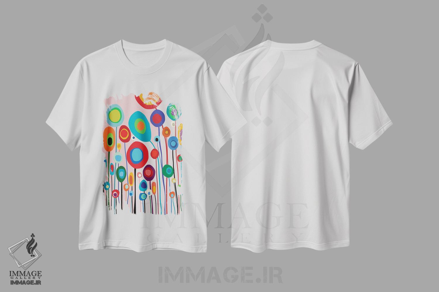 تیشرت طرح دار باغ شاد II، آبستره اثر آنجِل استوز | immage.ir