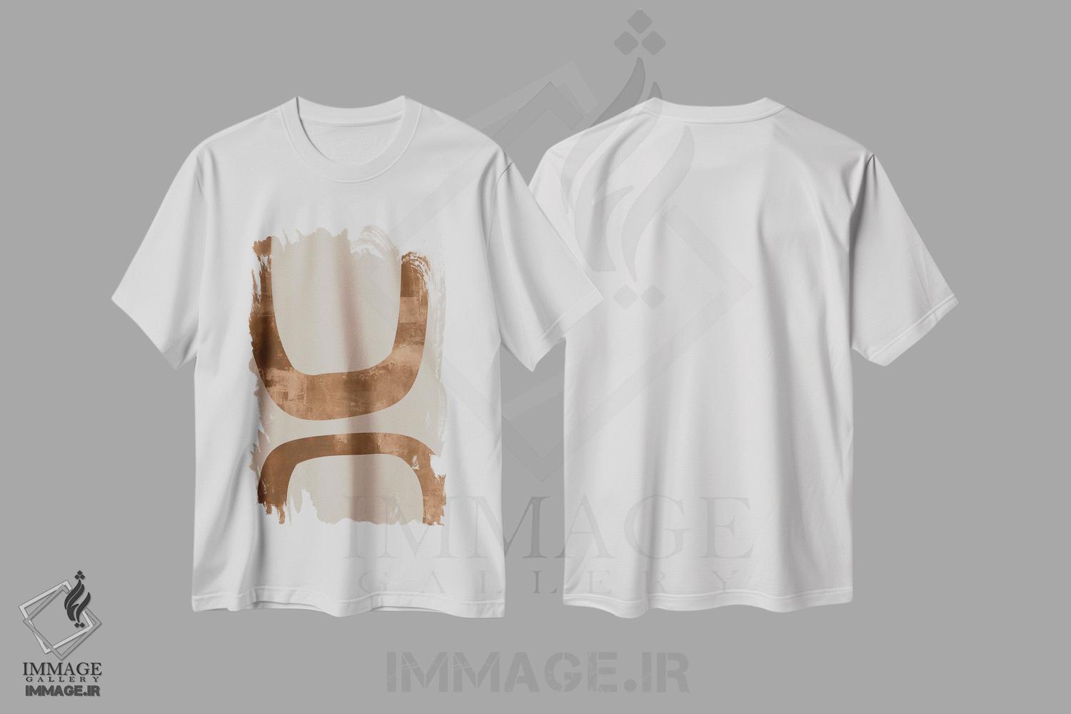 تیشرت طرح دار مینیمال در بژ و قهوه ای اثر آنجِل استوز | immage.ir