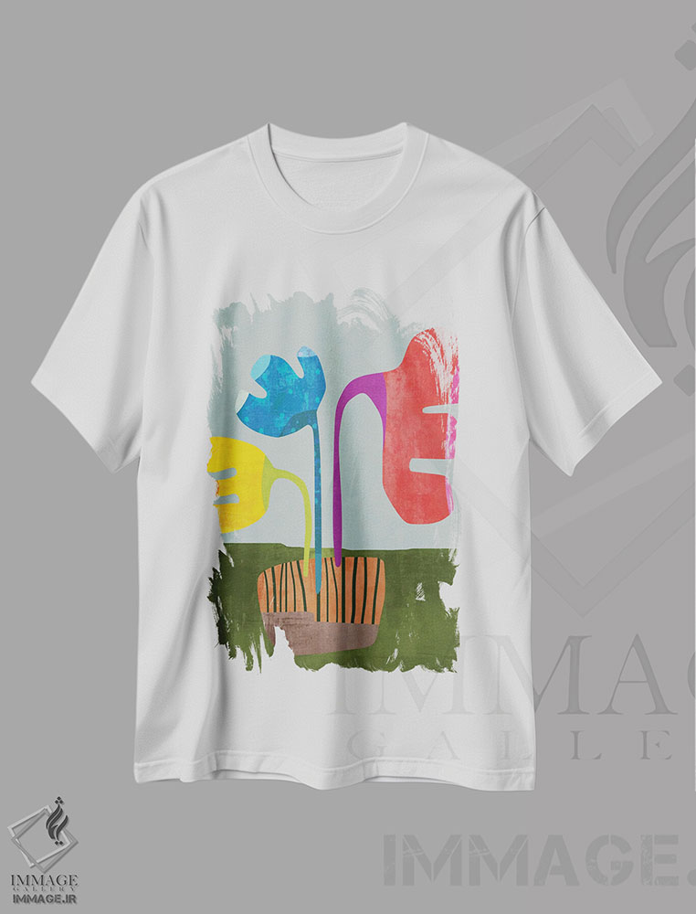 تیشرت طرح دار گلدان من با گل ها II، آبستره اثر آنجِل استوز | immage.ir