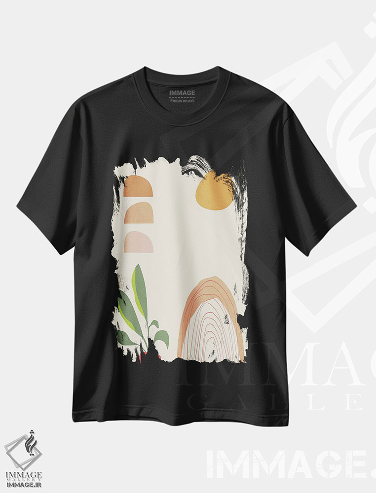 تیشرت طرح دار گیاهان گلدانی در سحرگاه، آبستره اثر آنجِل استوز | فروشگاه ایماژ