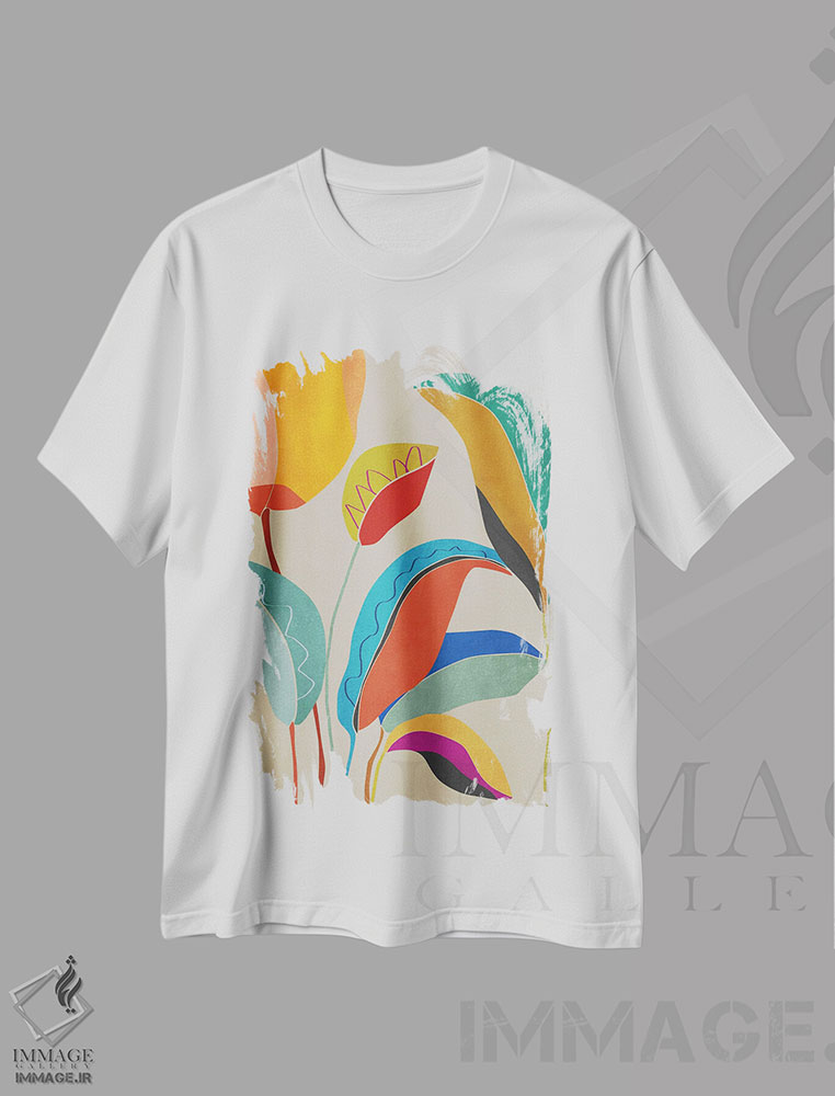 تیشرت طرح دار برگ های گرمسیری IX، تزئینی اثر آنجِل استوز | immage.ir