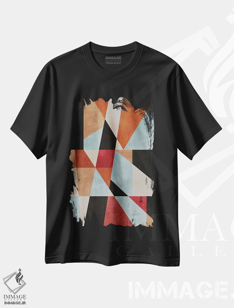 تیشرت طرح دار مفهوم هندسی شمارهٔ صد و یازده، آبستره اثر آنجِل استوز | فروشگاه ایماژ