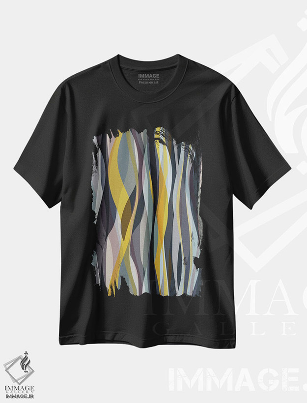 تیشرت طرح دار اشکال به هم پیچیده اثر آنجِل استوز | فروشگاه ایماژ