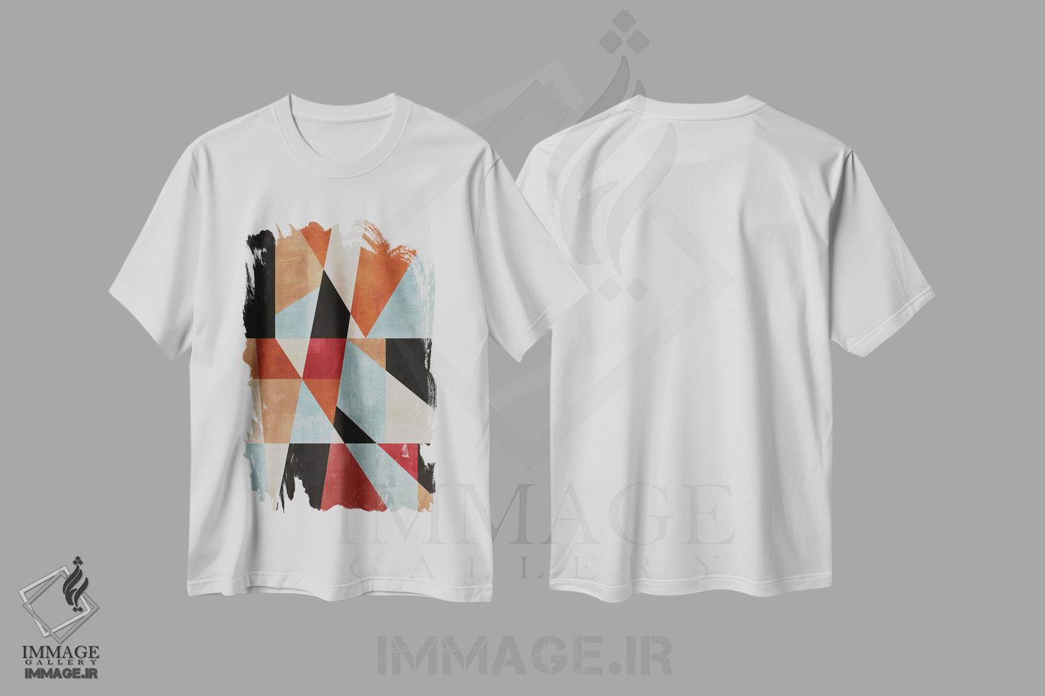تیشرت طرح دار مفهوم هندسی شمارهٔ صد و یازده، آبستره اثر آنجِل استوز | immage.ir