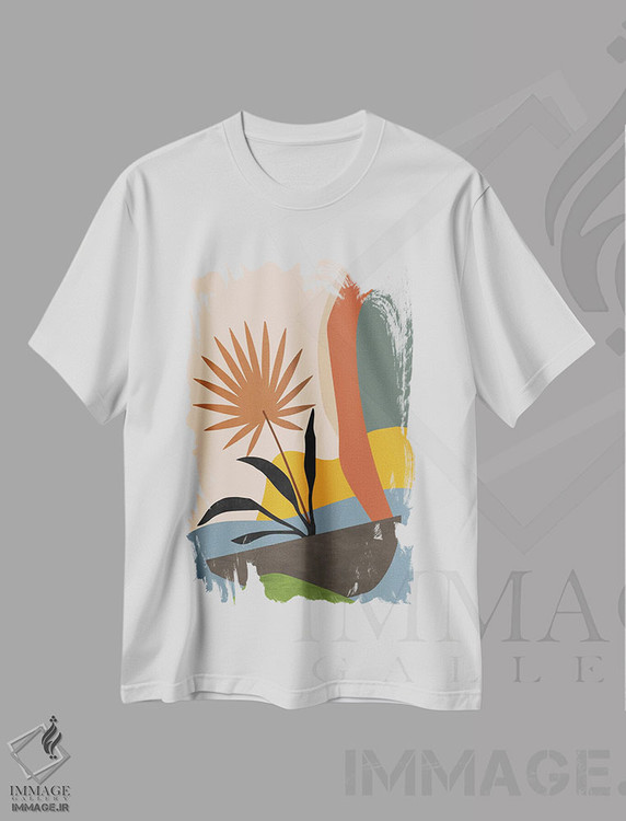 تیشرت طرح دار منظرهٔ گرمسیری مینیمال، آبستره اثر آنجِل استوز | immage.ir