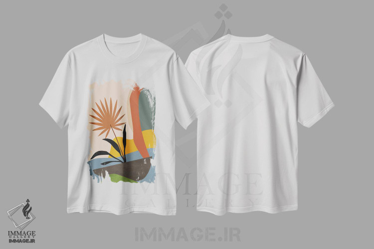 تیشرت طرح دار منظرهٔ گرمسیری مینیمال، آبستره اثر آنجِل استوز | immage.ir