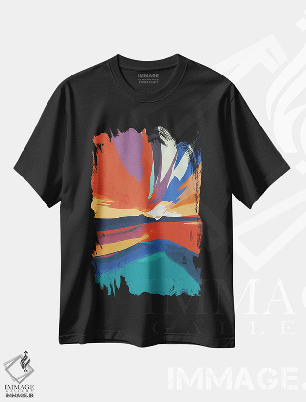 تیشرت طرح دار غروب پرتلالو IV، آبستره اثر آنجِل استوز | فروشگاه ایماژ