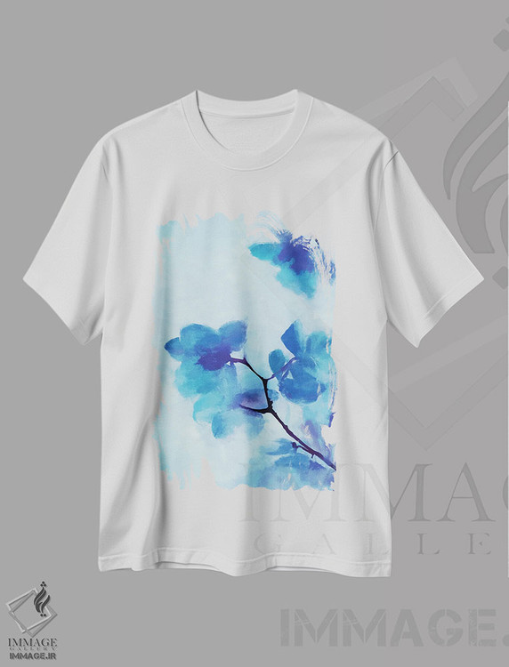 تیشرت طرح دار گل آرایی آبی، هنر دیجیتال اثر آنجِل استوز | immage.ir