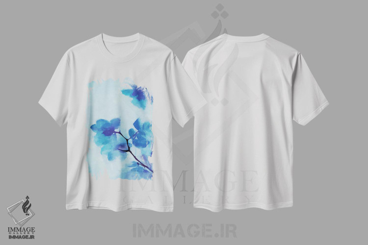 تیشرت طرح دار گل آرایی آبی، هنر دیجیتال اثر آنجِل استوز | immage.ir