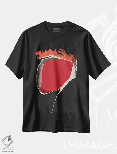 تیشرت طرح دار قرمز در گوشه اثر آنجِل استوز | فروشگاه ایماژ