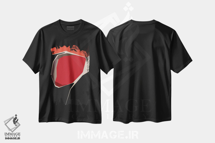 تیشرت طرح دار قرمز در گوشه اثر آنجِل استوز | فروشگاه ایماژ