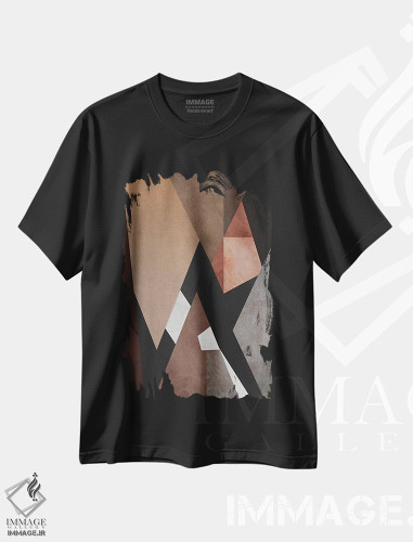 تیشرت طرح دار هندسی در سایه های قهوه ای II اثر آنجِل استوز | فروشگاه ایماژ