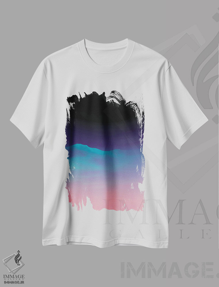 تیشرت طرح دار کوه آبی، آبستره اثر آنجِل استوز | immage.ir