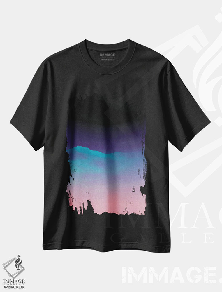 تیشرت طرح دار کوه آبی، آبستره اثر آنجِل استوز | فروشگاه ایماژ