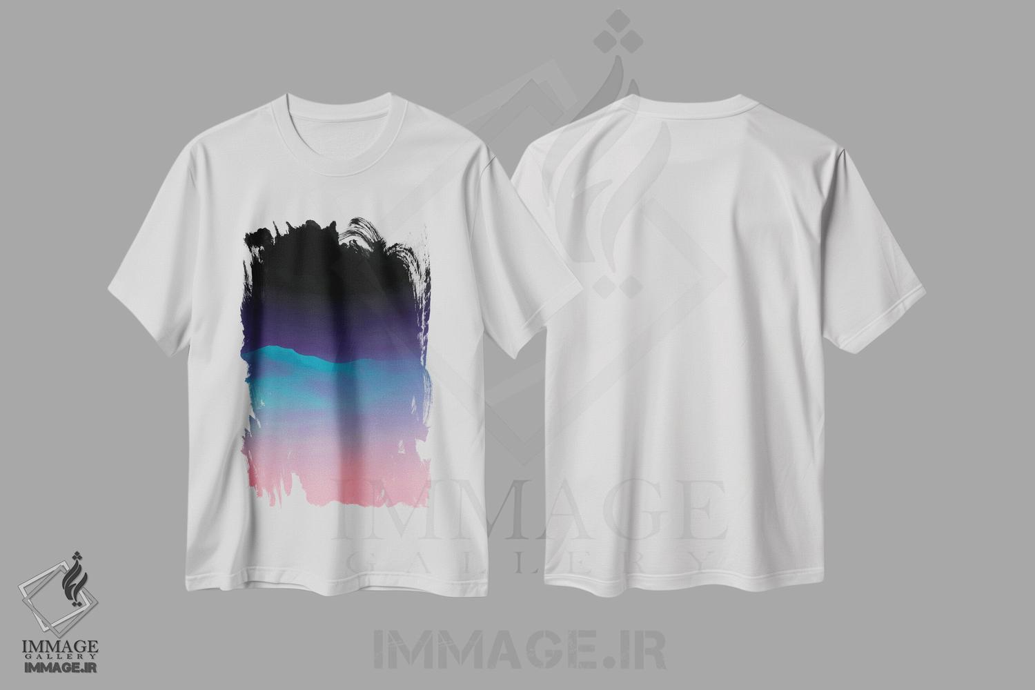 تیشرت طرح دار کوه آبی، آبستره اثر آنجِل استوز | immage.ir