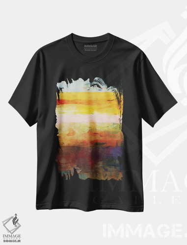 تیشرت طرح دار رنگ های طلوع خورشید اثر آنجِل استوز | فروشگاه ایماژ