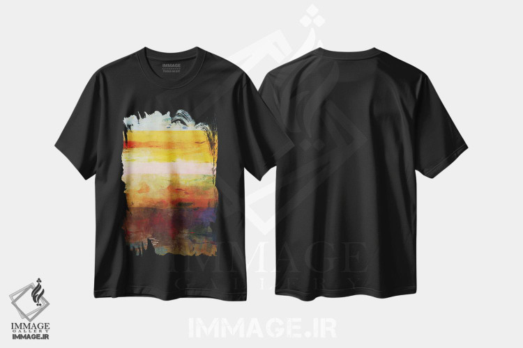 تیشرت طرح دار رنگ های طلوع خورشید اثر آنجِل استوز | فروشگاه ایماژ