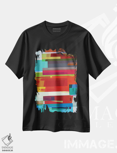 تیشرت طرح دار مستطیل های رنگی اثر آنجِل استوز | فروشگاه ایماژ