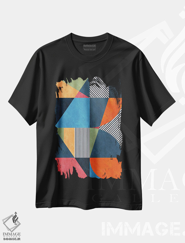 تیشرت طرح دار الگوی هندسی بیست و دوم، آبستره اثر آنجِل استوز | فروشگاه ایماژ