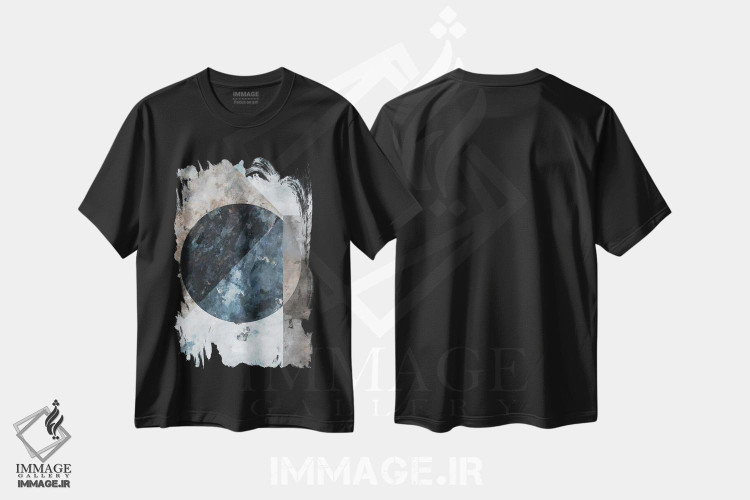 تیشرت طرح دار ماه بزرگ ترکیب شده، آبستره اثر آنجِل استوز | فروشگاه ایماژ