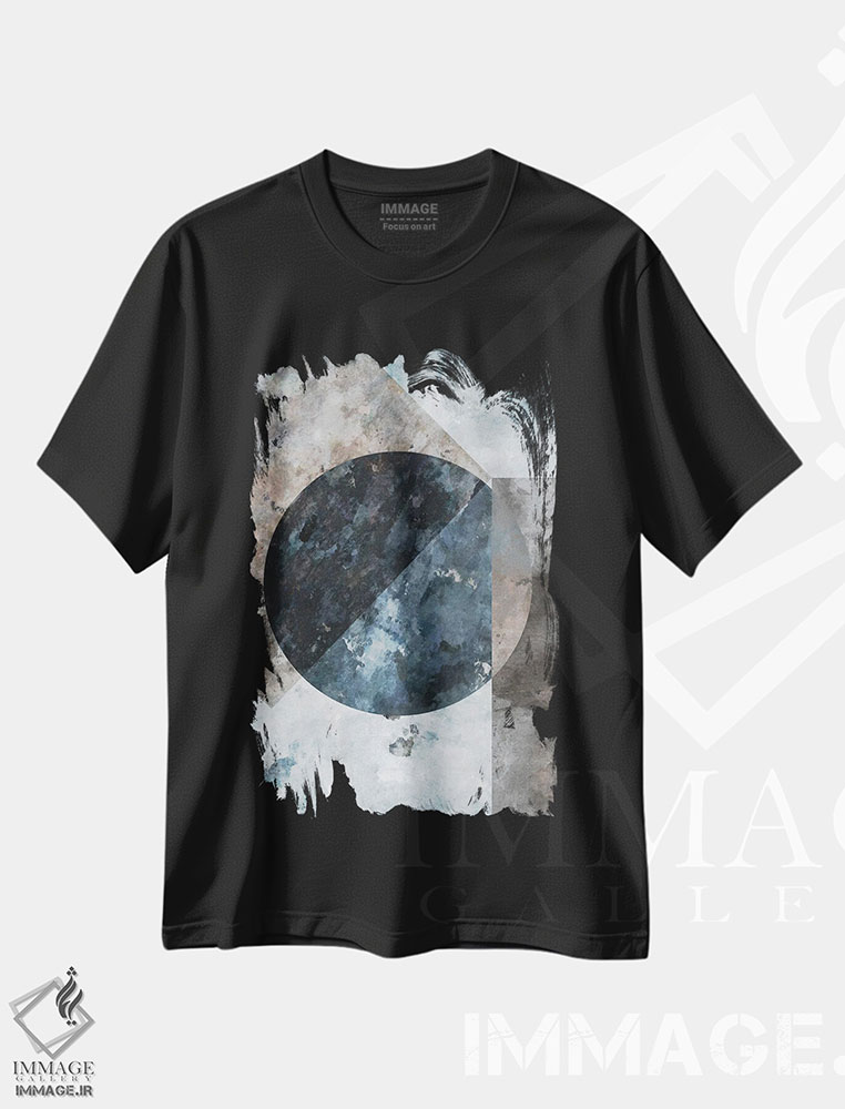 تیشرت طرح دار ماه بزرگ ترکیب شده، آبستره اثر آنجِل استوز | فروشگاه ایماژ