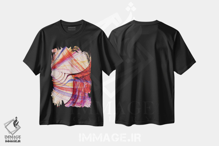 تیشرت طرح دار خطوط درهم تنیده اثر آنجِل استوز | فروشگاه ایماژ